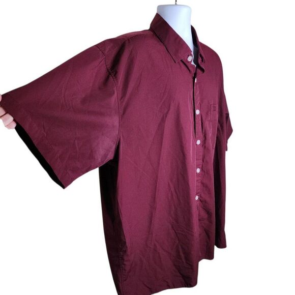 Dixxon Button Up Short Sleeve Performance Bamboo Shirt Mens 3XL Maroon Red - Picture 2 of 9